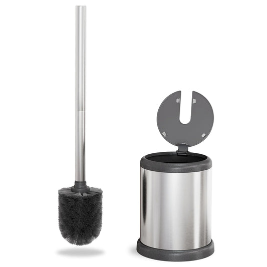 LunaLulinlk Toilet brush and holder set, stainless steel, chrome-plated