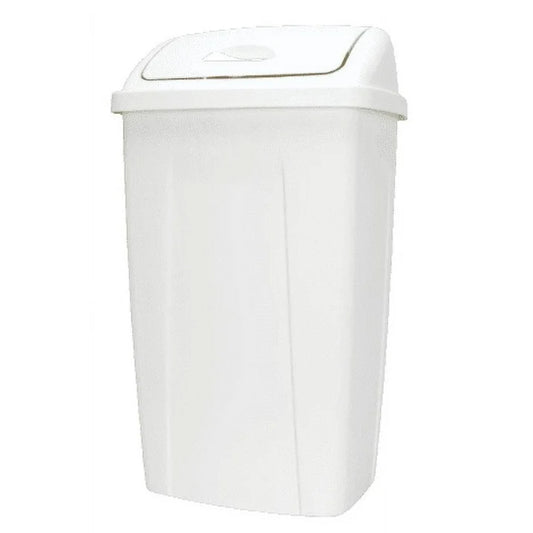 LunaLulinlk White 13 Gallon Kitchen Trash Can, Plastic Swivel Top Trash Can