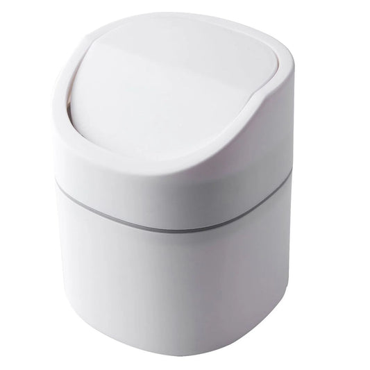 LunaLulinlk White 0.5 Gallon (2 Liter) Twist-On Lid Mini Trash Can for Bedroom Dresser
