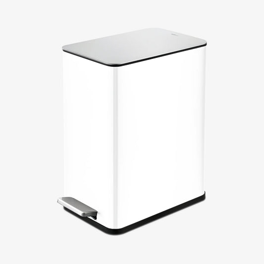 LunaLulinlk White Stainless Steel 2.6 Gallon Trash Can, Step-Up Bathroom Trash Can