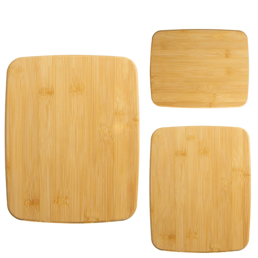 LunaLulinlk Set of three bamboo cutting boards, long 14" x 11", medium 10" x 8", small 8" x 5.5", 100% natural bamboo
