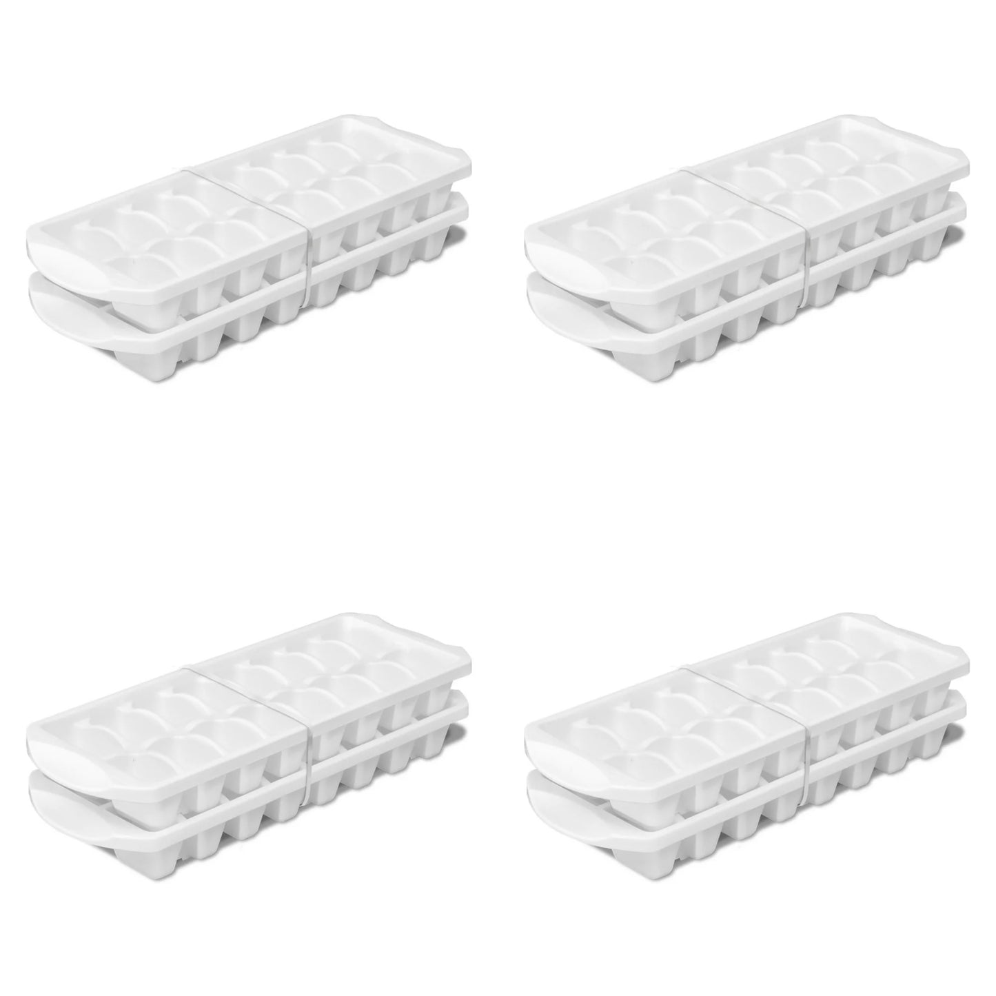 LunaLulinlk White stackable ice trays, set of 8, 16 ice trays per tray, BPA free