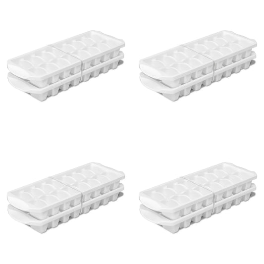 LunaLulinlk White stackable ice trays, set of 8, 16 ice trays per tray, BPA free