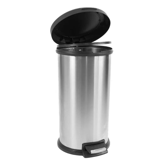 LunaLulinlk Stainless Steel 10.5 Gallon Trash Can Round Step Kitchen Trash Can