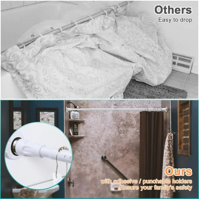 LunaLulinlk Tension Shower Curtain Rod, 42-87 inch Adjustable Shower Curtain Rod No Drilling for Bathroom Closet, White