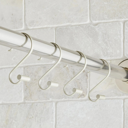 LunaLulinlk S-Shape Rustproof Stainless Steel Shower Hooks with T-Bar Ends, Nickel, 12