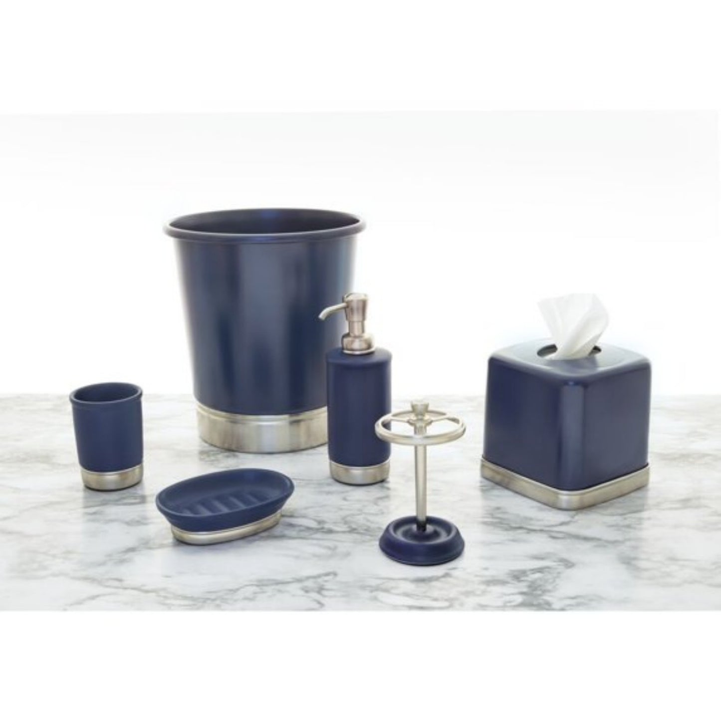 LunaLulinlk Steel Bathroom and Home Waste Can, Navy Blue