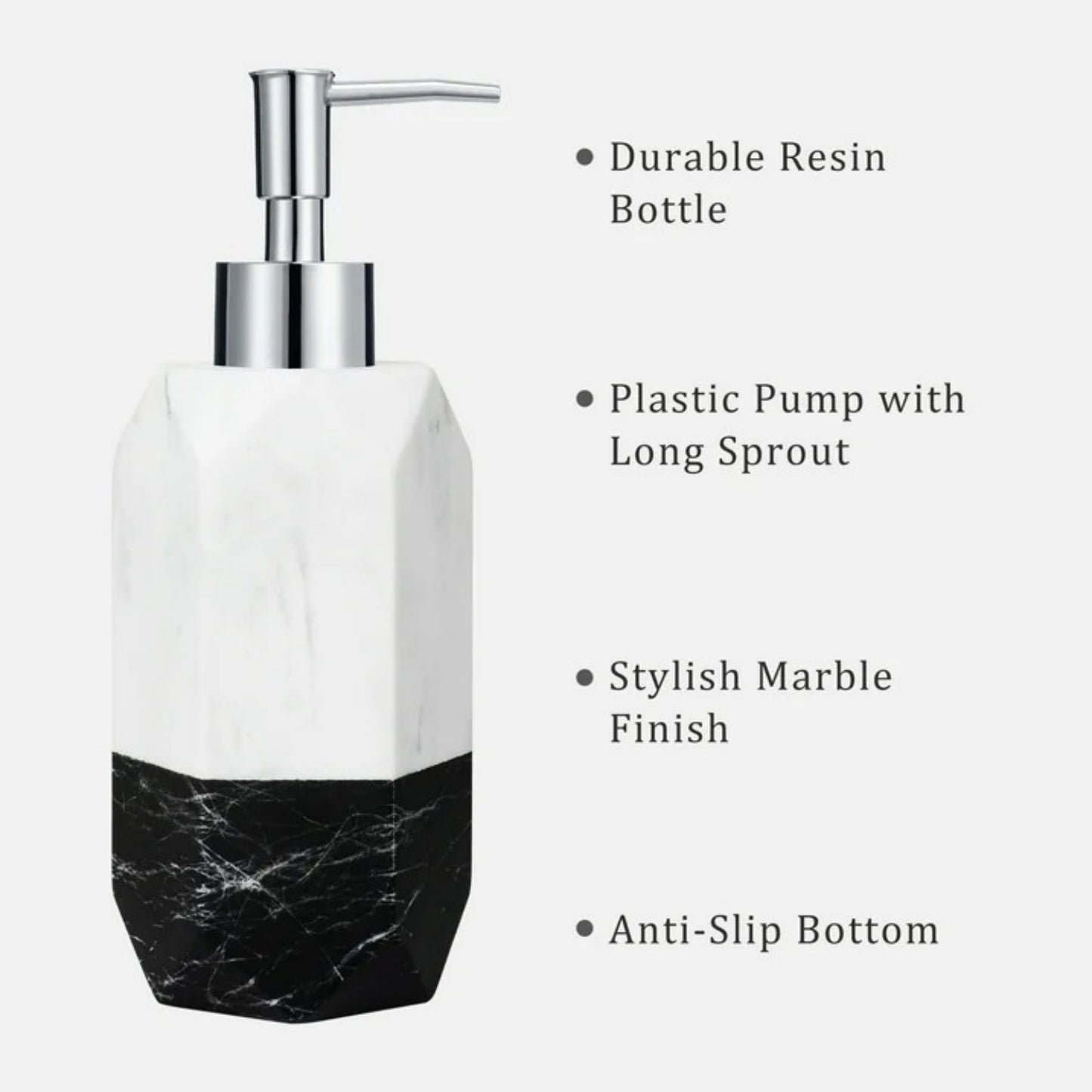 LunaLulinlk Siaomo Soap Dispenser with Pump, [8.45 oz] Resin with Marble Finish White and Black splice