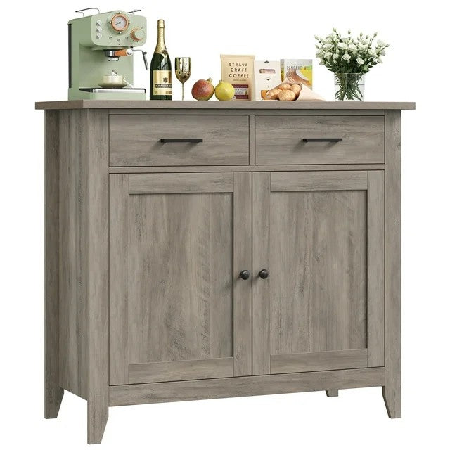 LunaLulinlk Storage Cabinet with 2 Drawers and 2 Doors, Wood Accent Cabinet for Living Room,Kitchen