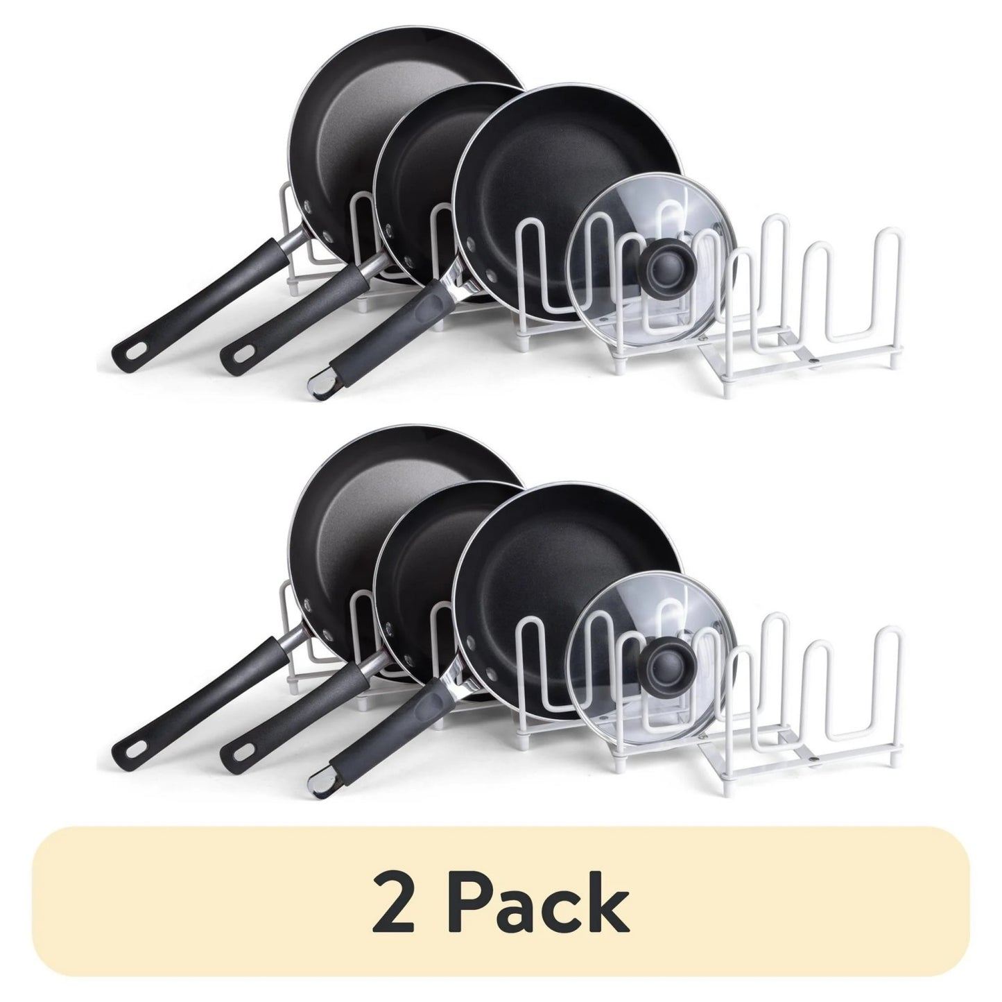LunaLulinlk(2 pack) Expandable Pan & Lid Organizer, White