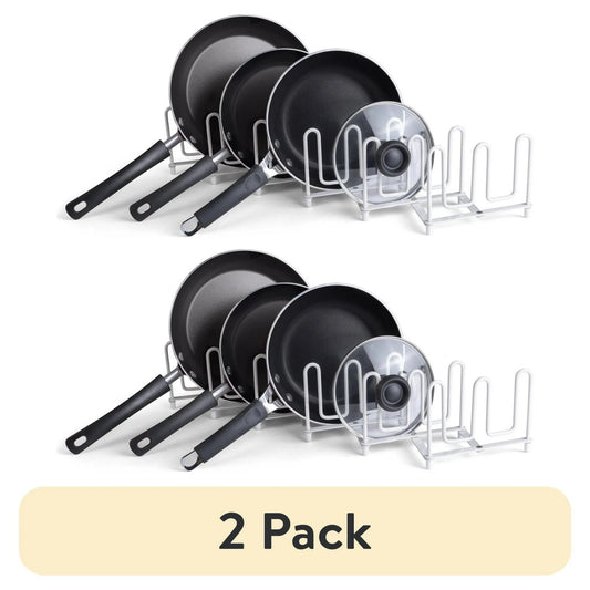 LunaLulinlk(2 pack) Expandable Pan & Lid Organizer, White