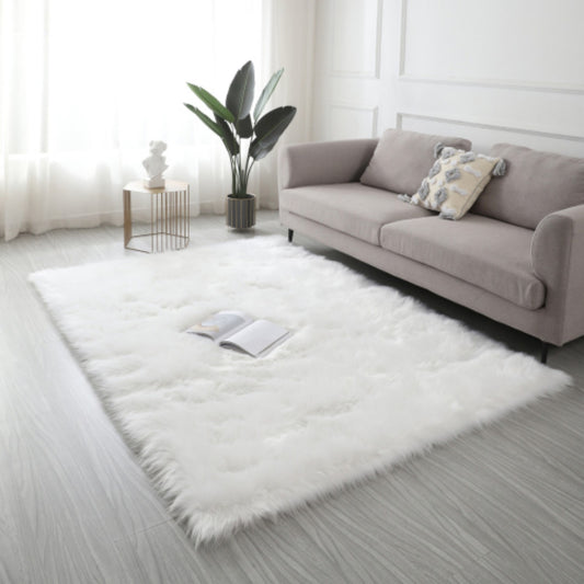 LunaLulinlk White "Cozy Collection" Ultra Soft Fluffy Faux Fur Sheepskin Area Rug