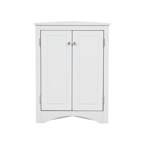 LunaLulinlk White Triangle Bathroom Storage Cabinet with Adjustable Shelves, Freestanding Floor Cabinet for Home Kitchen
