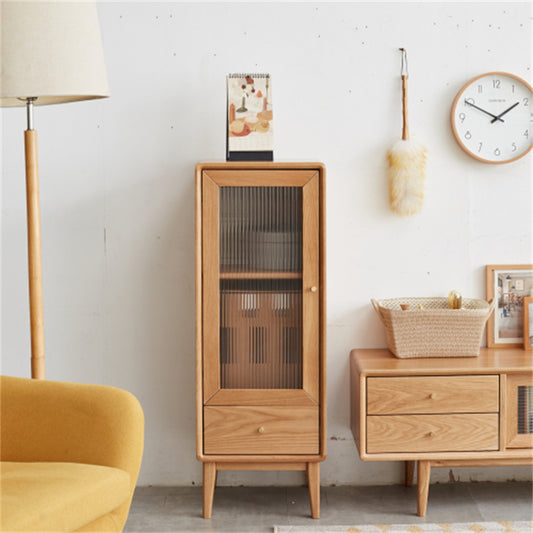 LunaLulinlk Solid Oak Storage Cabinet for Living Room - Free-Standing Corner Cabinets Storage Table for Entryway Kitchen Hallway