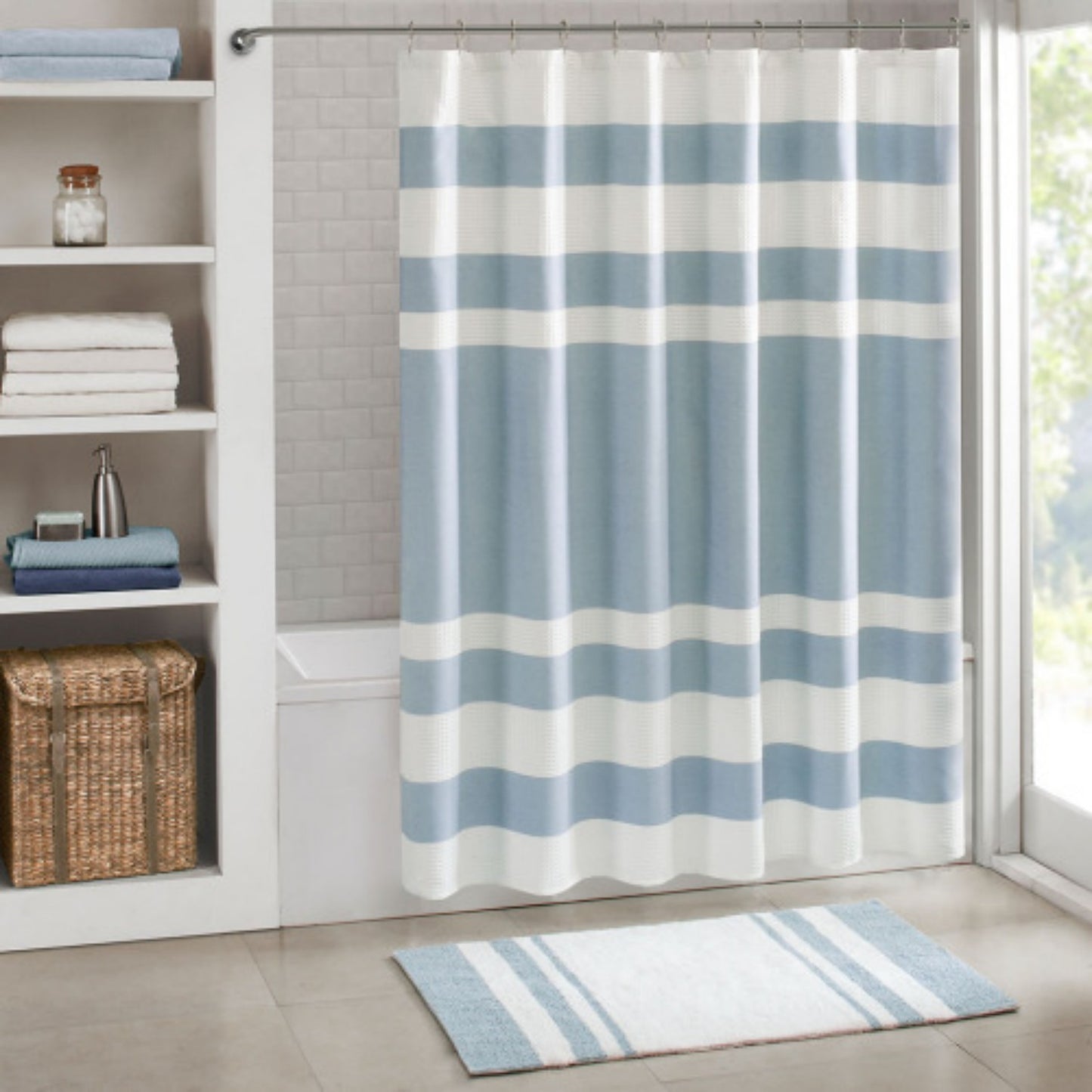 LunaLulinlk Shower Curtain with 3M Treatment Blue 72x72"