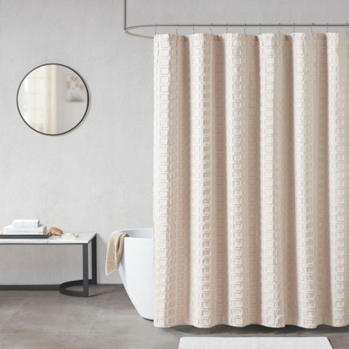 LunaLulinlk Woven Clipped Solid Shower Curtain
