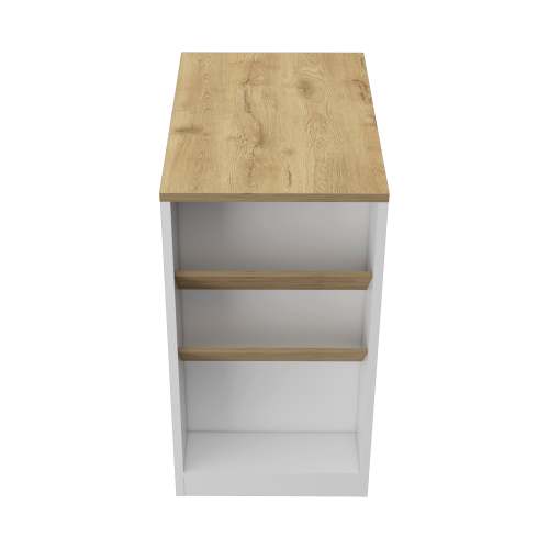 LunaLulinlk Wine Storage Pedestal Kitchen Island White and Macadamia