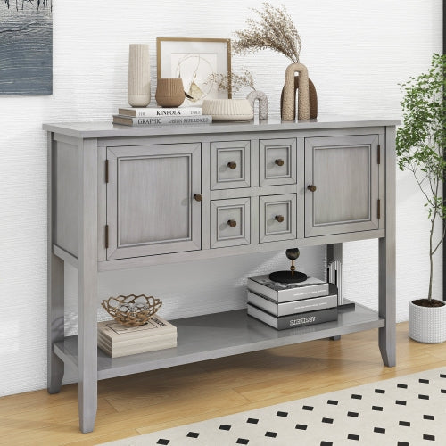 LunaLulinlk Storage Vintage Console Table with Four Small Drawers and Bottom Shelf for Living Rooms, Entrances and Kitchens