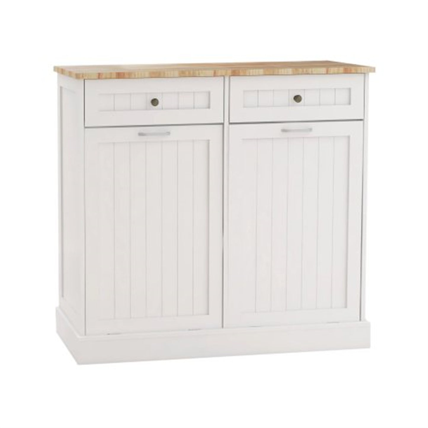 LunaLulinlk Two Drawers and Two-Compartment Tilt-Out Trash Cabinet Kitchen Trash Cabinet-White