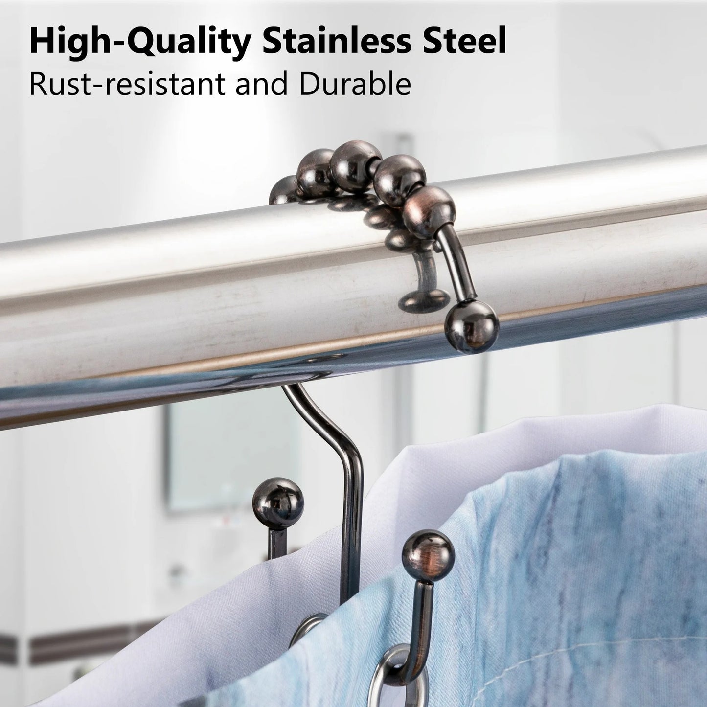 LunaLulinlk Shower Curtain Rings Hooks,Stainless Steel,Rustproof,for Bathroom-Double Hooks-Set of 12,Bronze