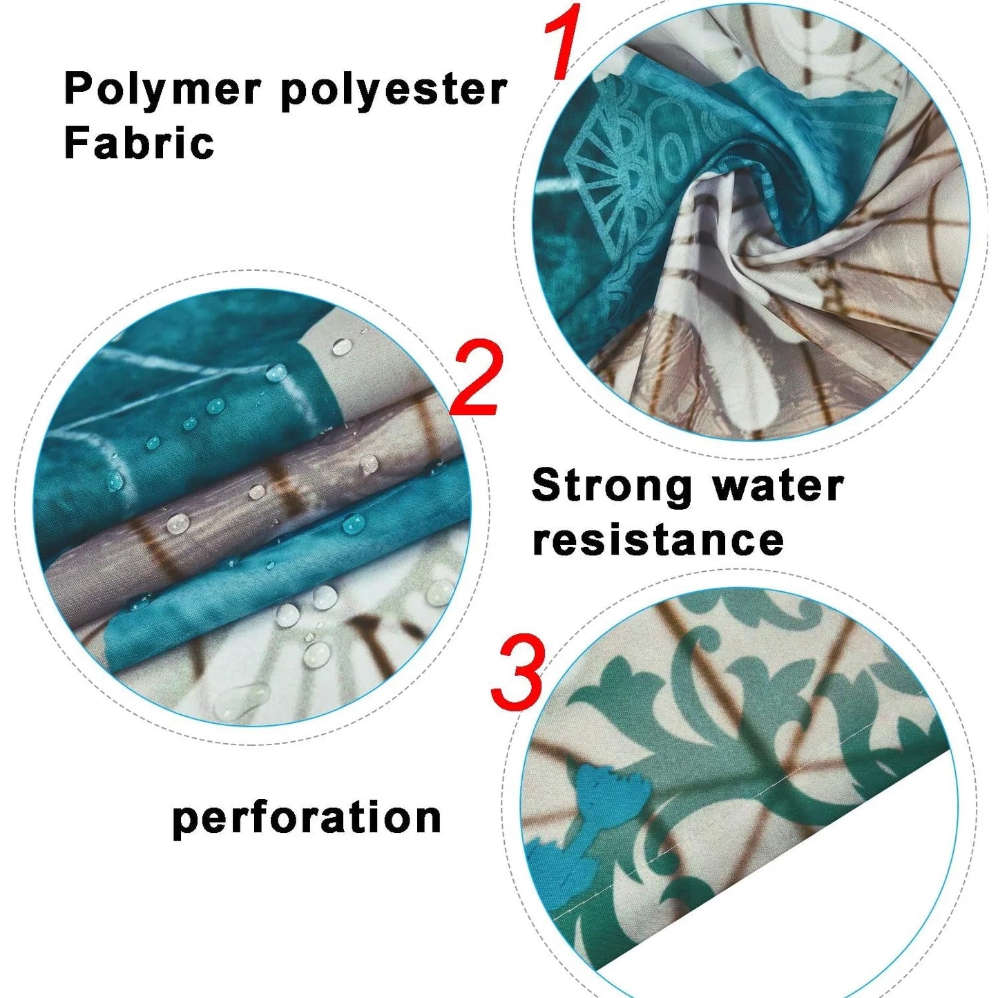 LunaLulinlk Waterproof Fabric Shower Curtain with 12 Hooks and Toilet Rugs