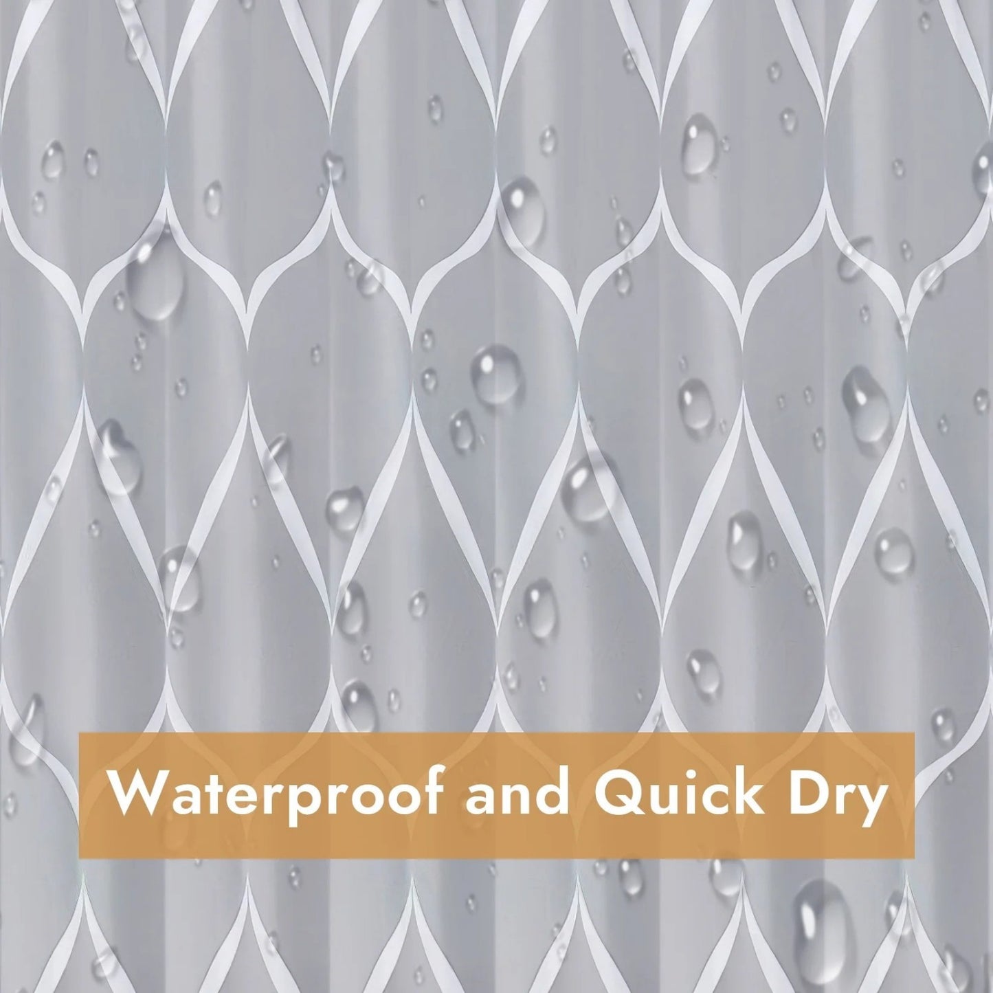 LunaLulinlk Wavy Print Shower Curtain with 12 Hooks