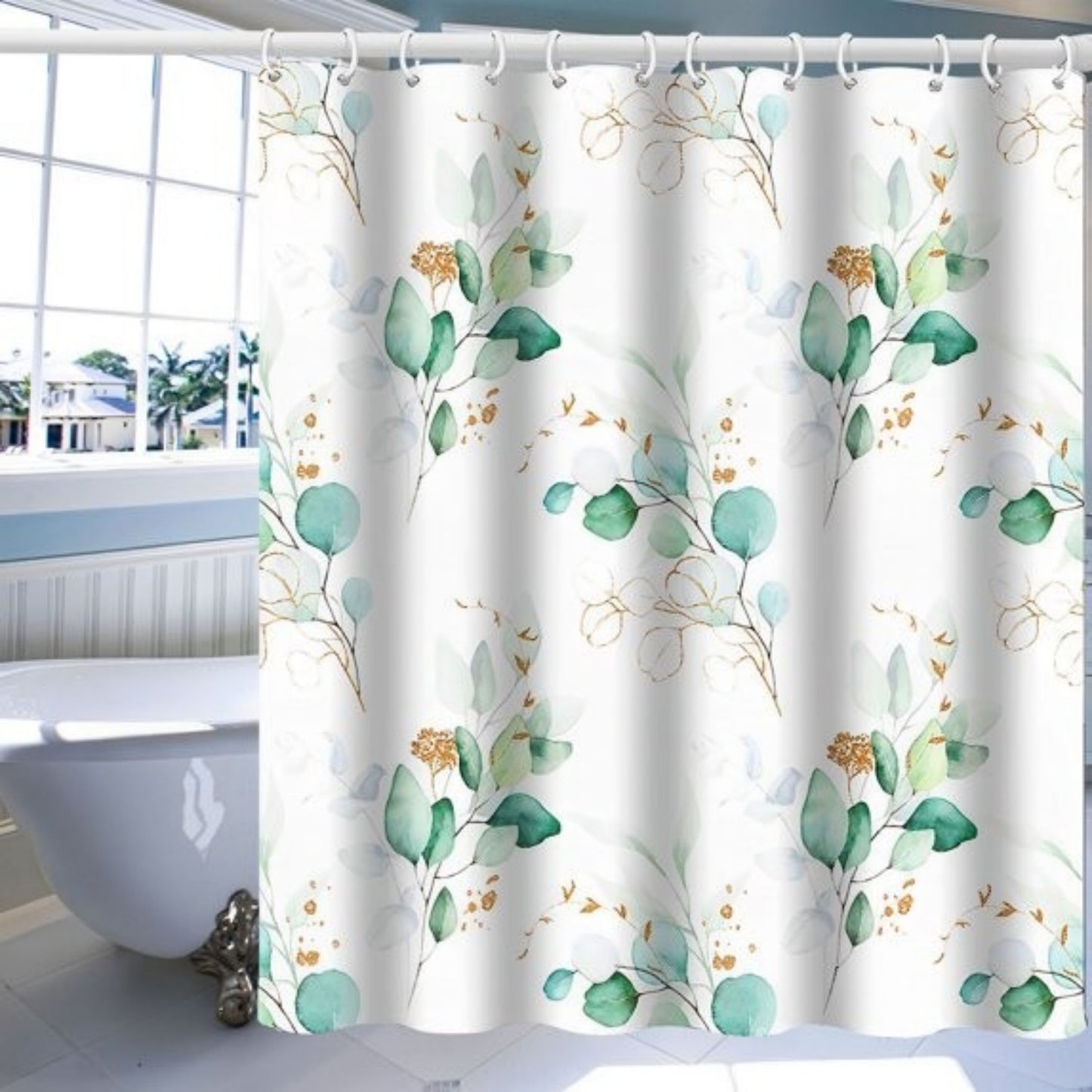 LunaLulinlk White Fabric Shower Curtain