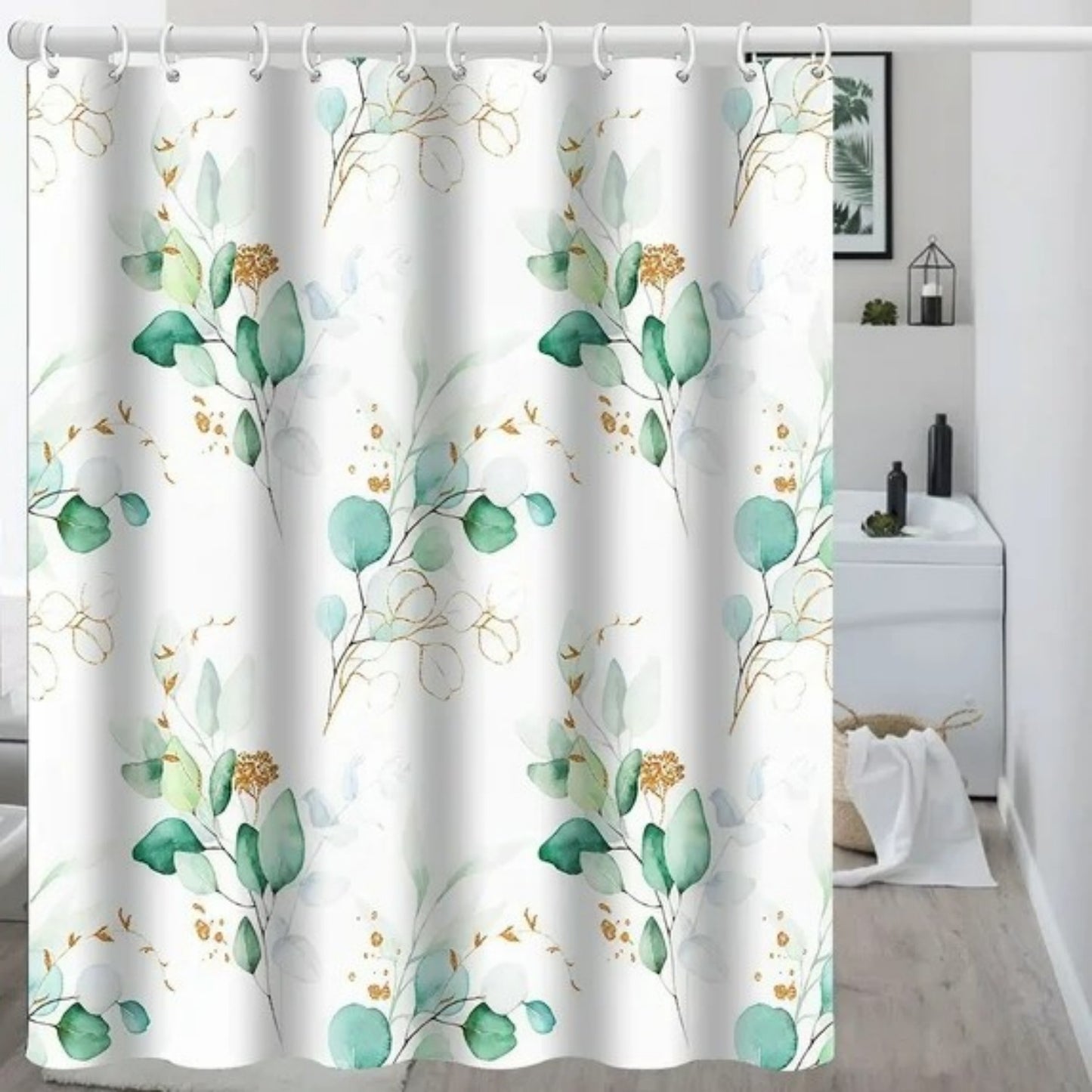 LunaLulinlk White Fabric Shower Curtain