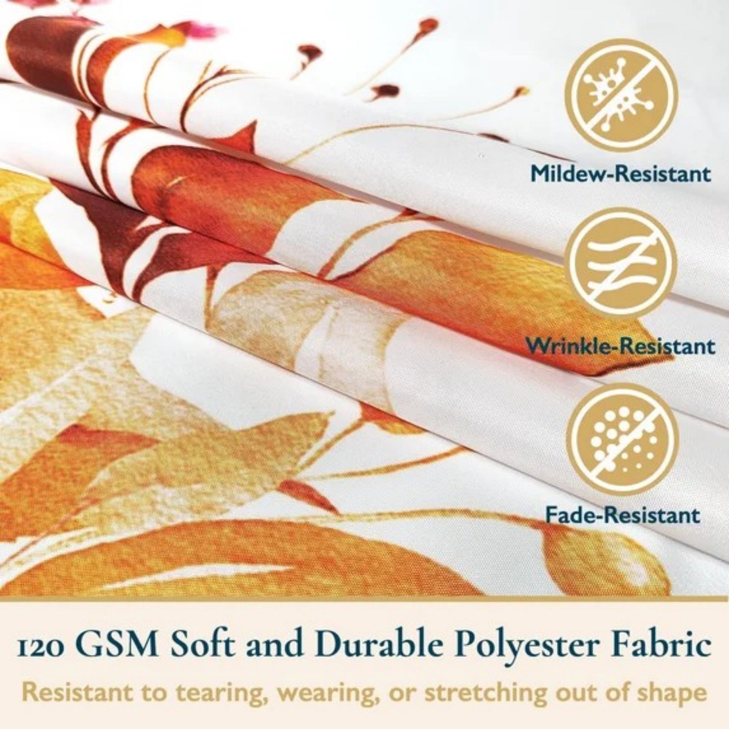 LunaLulinlk Weighted-Hem Fabric Bathroom Curtain,Orange