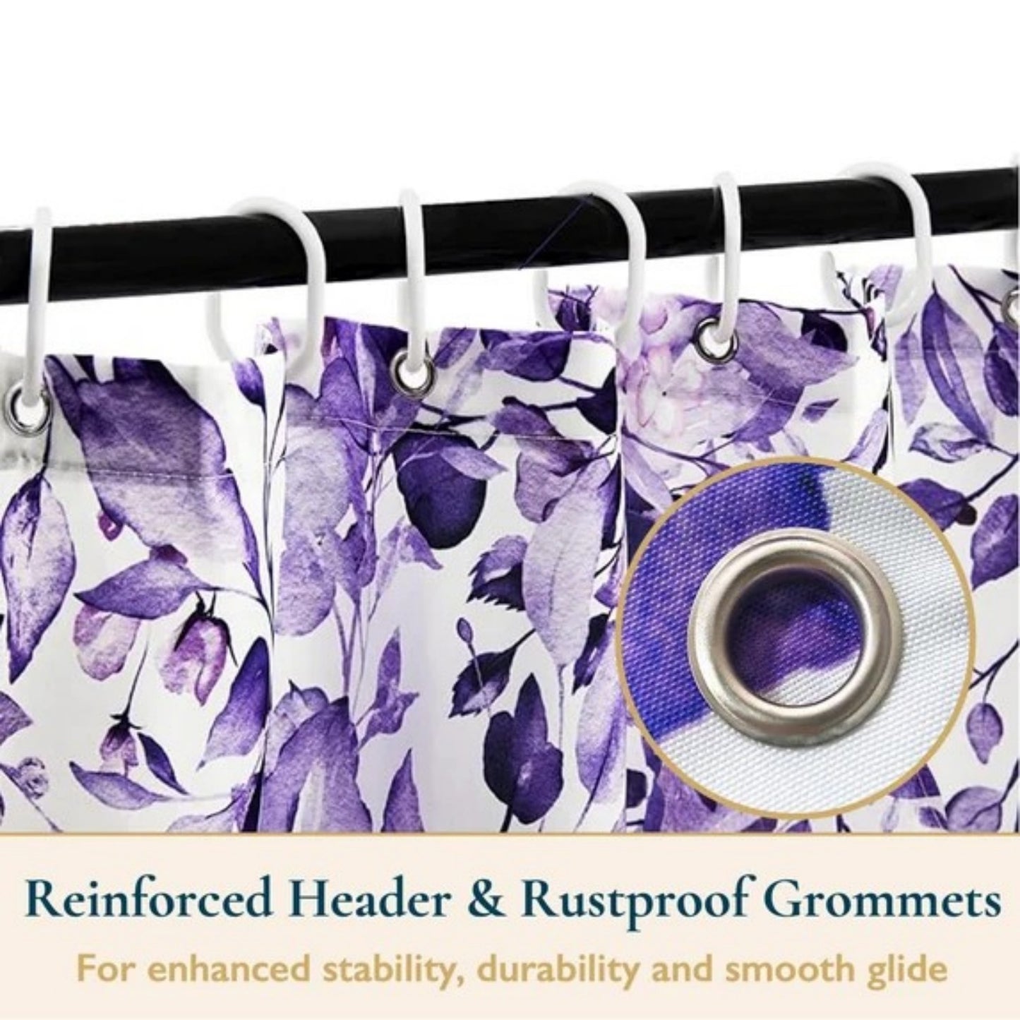 LunaLulinlk Weighted-Hem Fabric Bathroom Curtain,Purple