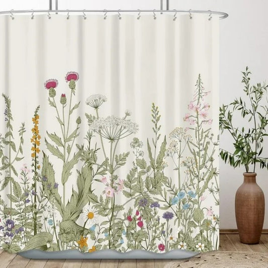 LunaLulinlk Wildflower Botanical Shower Curtain