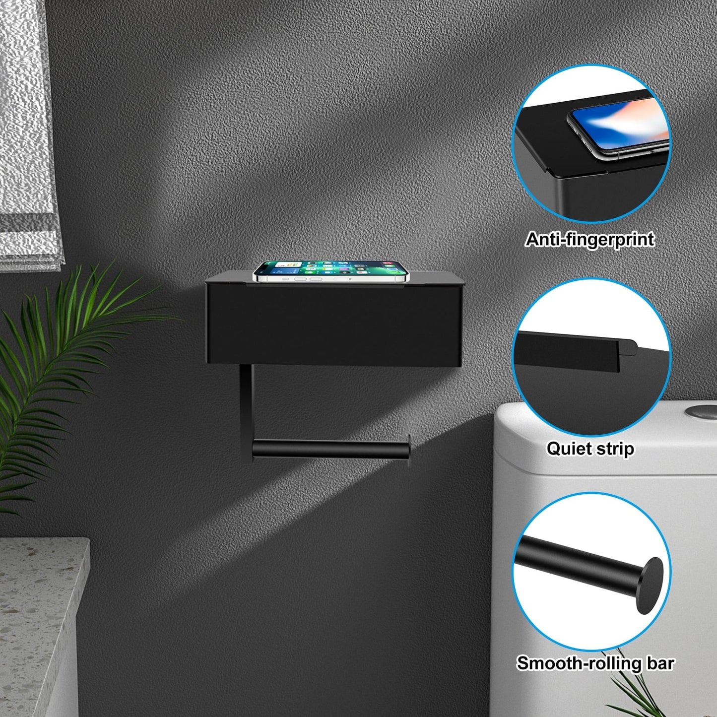 LunaLulinlk Toilet Paper Holder, Toilet Paper Holder with Shelf and Storage,Flushable Wet Wipes Dispenser for Bathroom