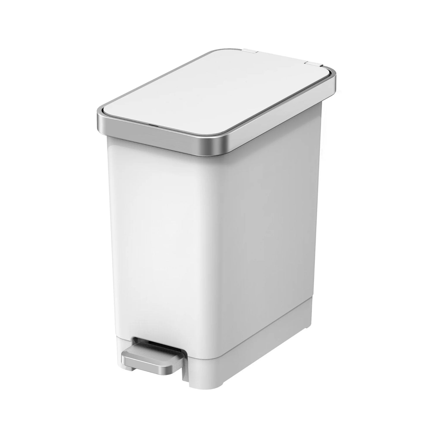 LunaLulinlk White (2-pack) 2.5-gallon plastic step-style trash can for bedroom, bathroom and office