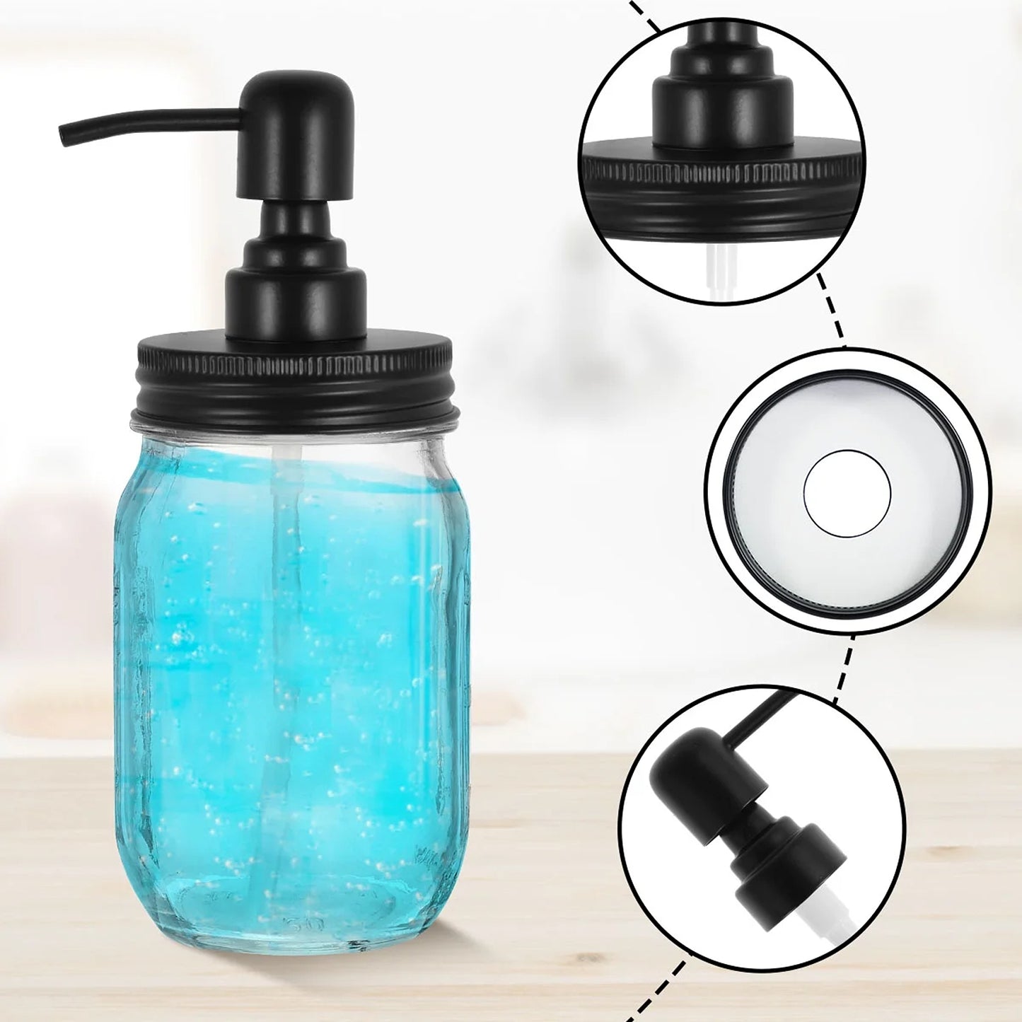 LunaLulinlk Soap Dispenser Cover with Pump Lotion Dispenser Cover Leak-proof and Rust-proof Hand Soap Pump Cover 4 Pack