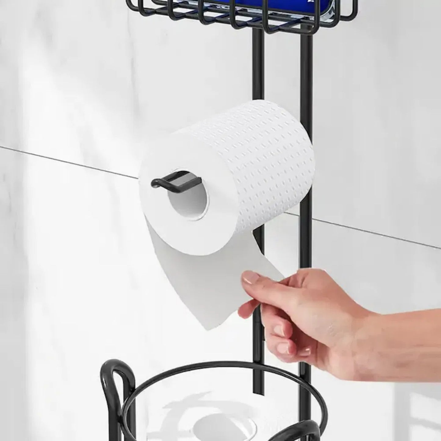LunaLulinlk Toilet paper holder with shelf, bathroom freestanding toilet paper holder