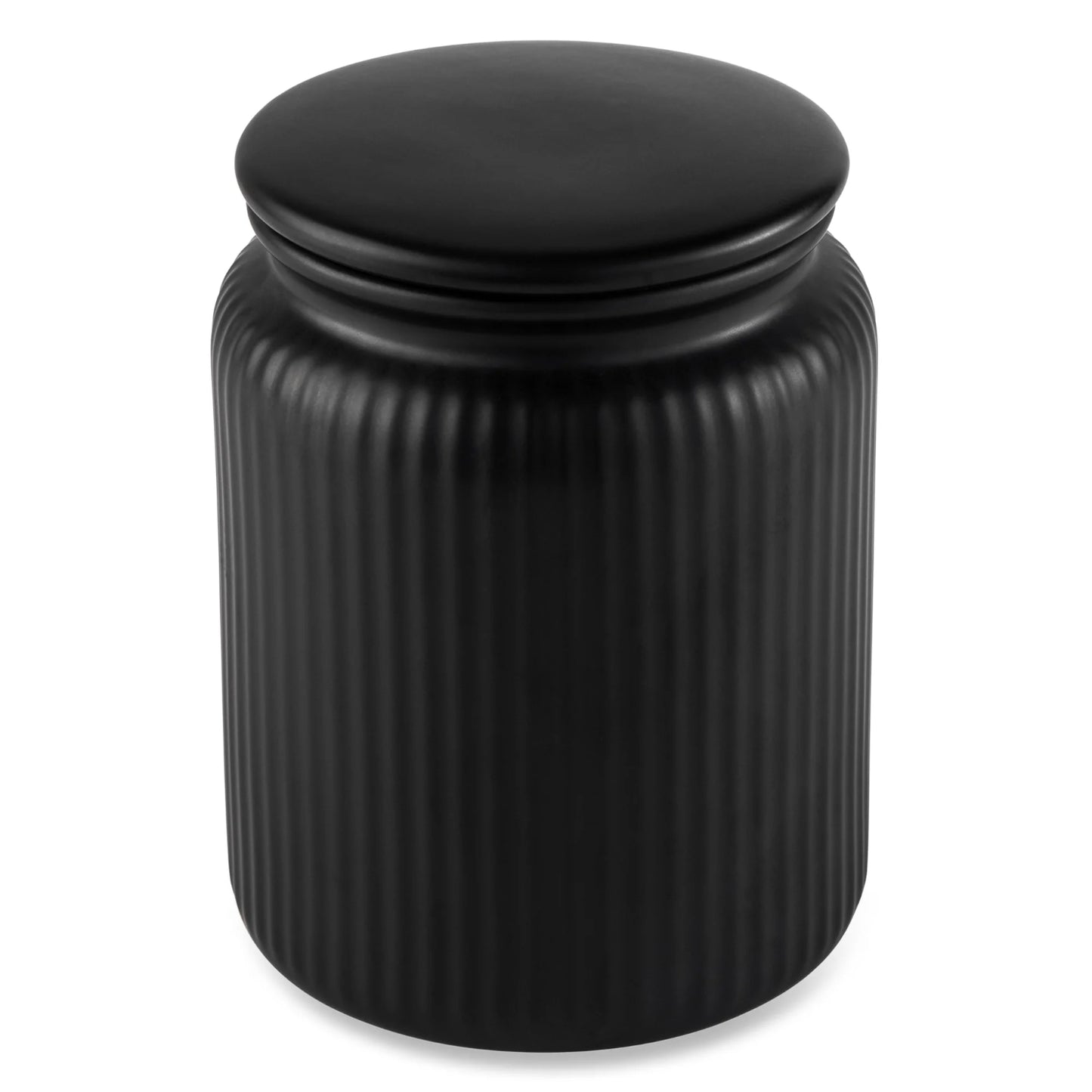 LunaLulinlk Set of Two Medium (815 ml) Ceramic Ribbed Kitchen Storage Jars, Black