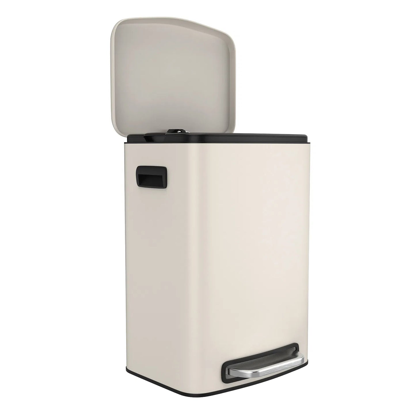 LunaLulink 13 Gallon Stainless Steel Kitchen Pedal Soft-Close Trash Can with 30 Trash Bags - White