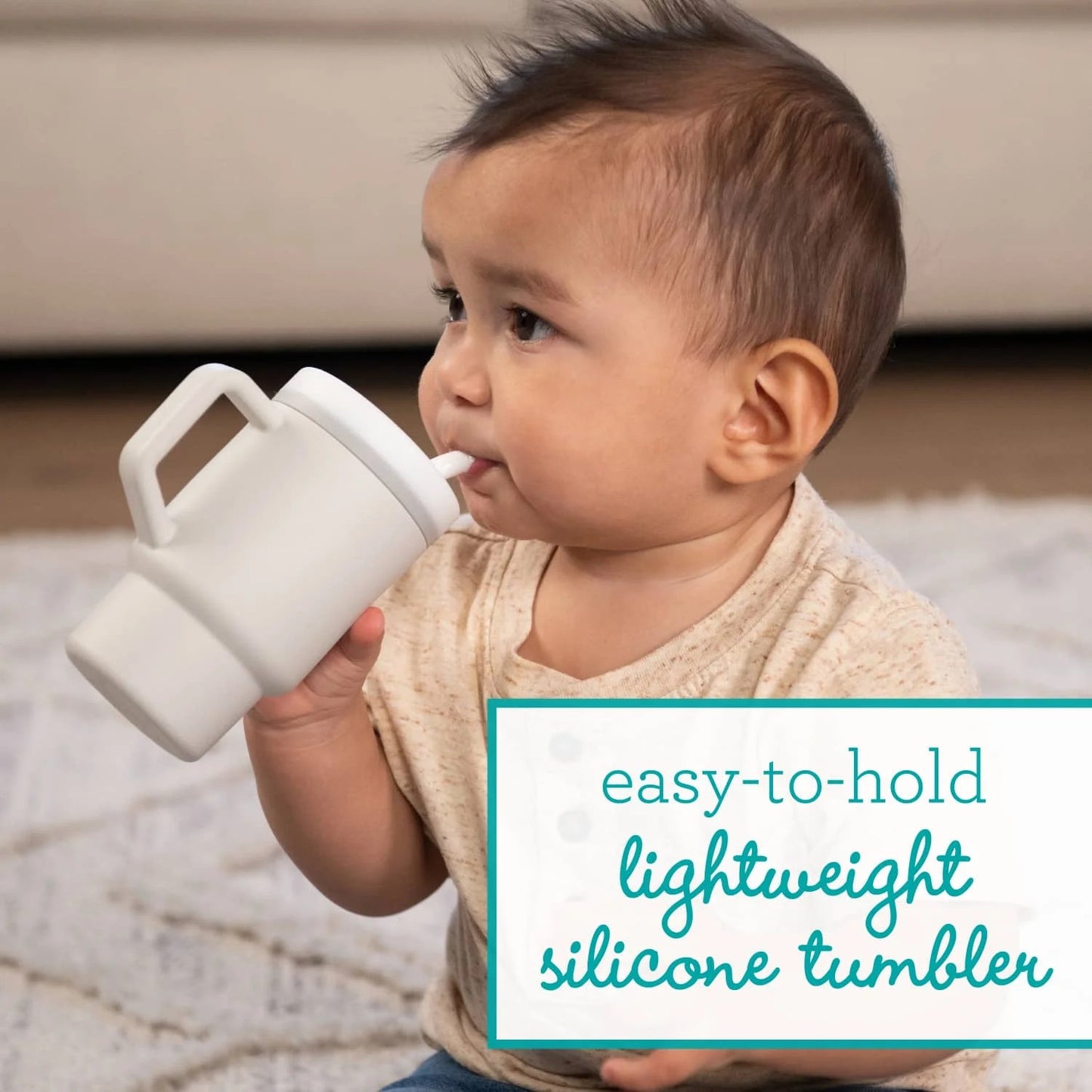 LunaLulinlk Tumbler – Adorable 9 oz. Training Cup with Toddler-Friendly Straw and Handle, Cream