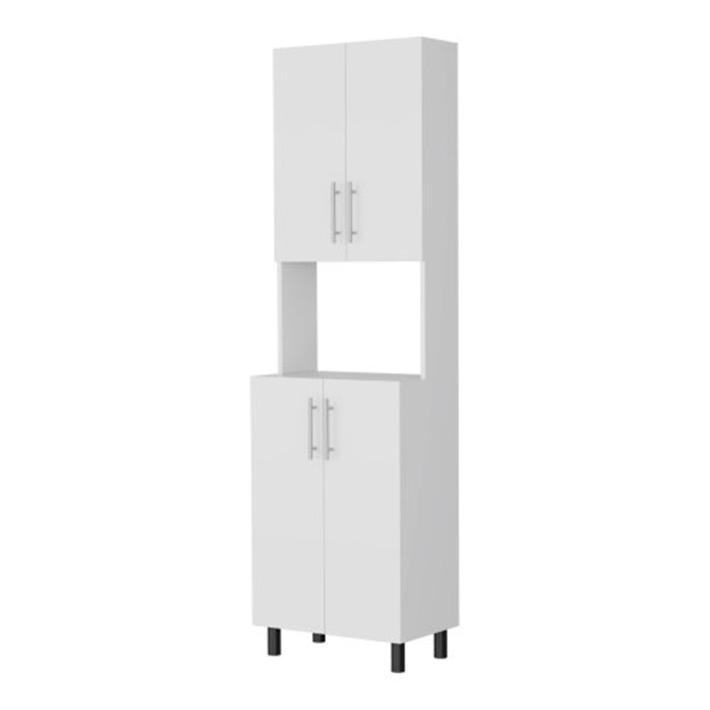 LunaLulinlk White Double Cabinet Kitchen Pantry with Open Storage