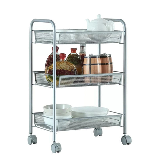 "LunaLulinlk 3-Tier Rolling Cart Metal Utility Cart with Wheels Storage Cart for Office Kitchen "