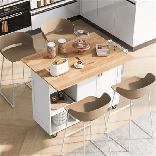 "LunaLulinlk Kitchen Island with Foldable Counter Top, Kitchen Storage Cart with Slide-Out Shelf, Towel Rack and Drawer "