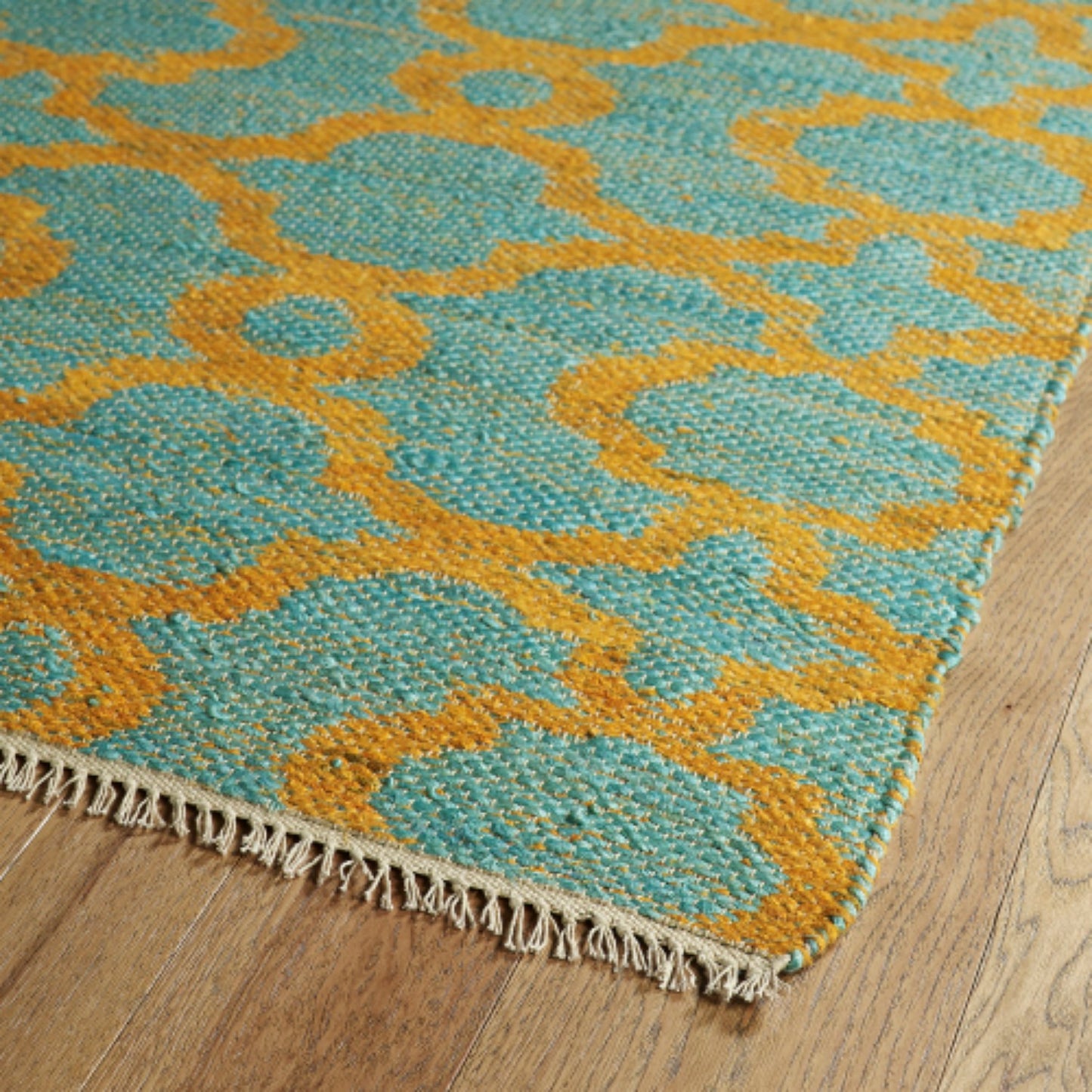 LunaLulinlk Turquoise Casual, Contemporary, Modern, Textured Loop Pile 5' x 7'9" Rectangle Area Rug