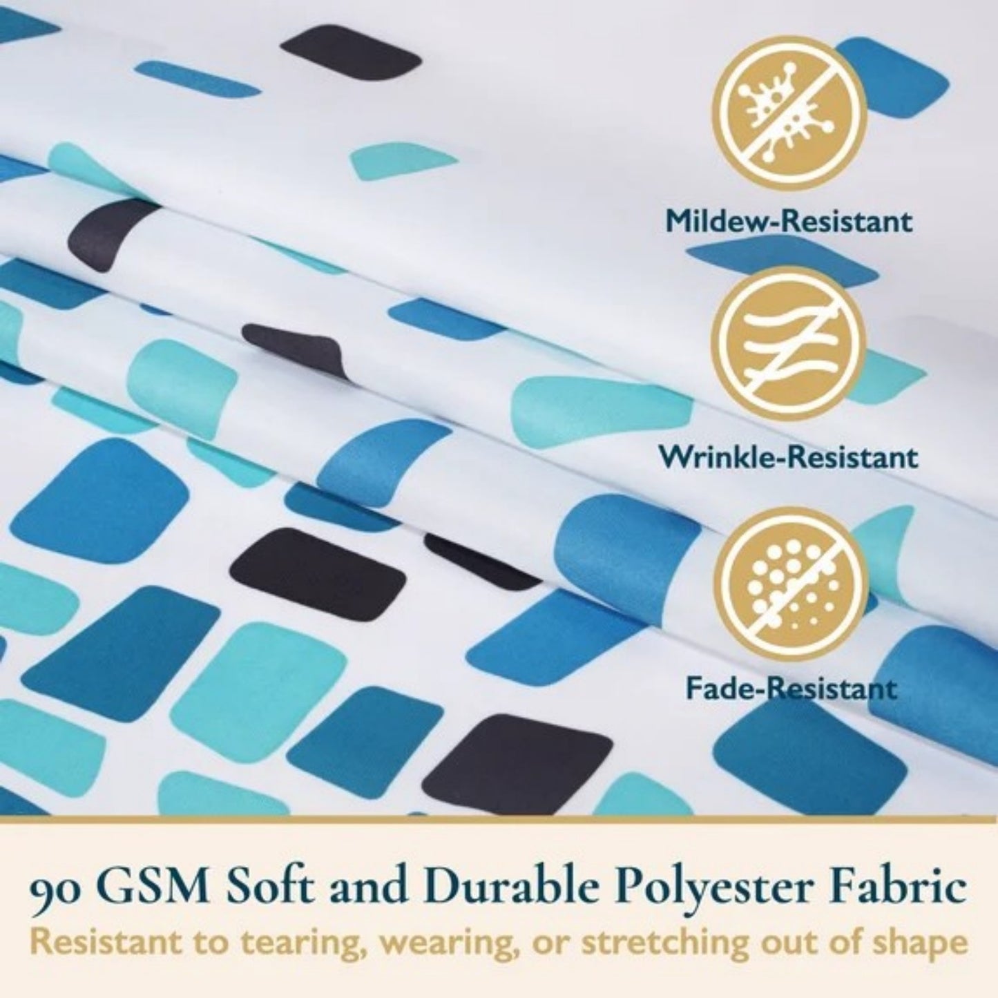LunaLulinlk Weighted-Hem Fabric Bathroom Curtain
