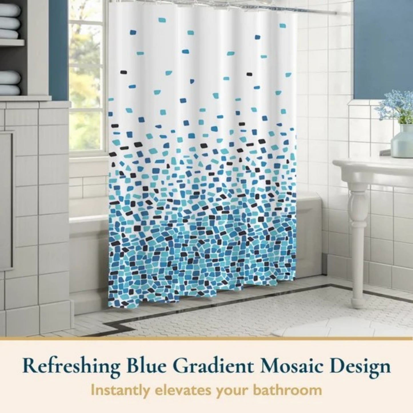 LunaLulinlk Weighted-Hem Fabric Bathroom Curtain