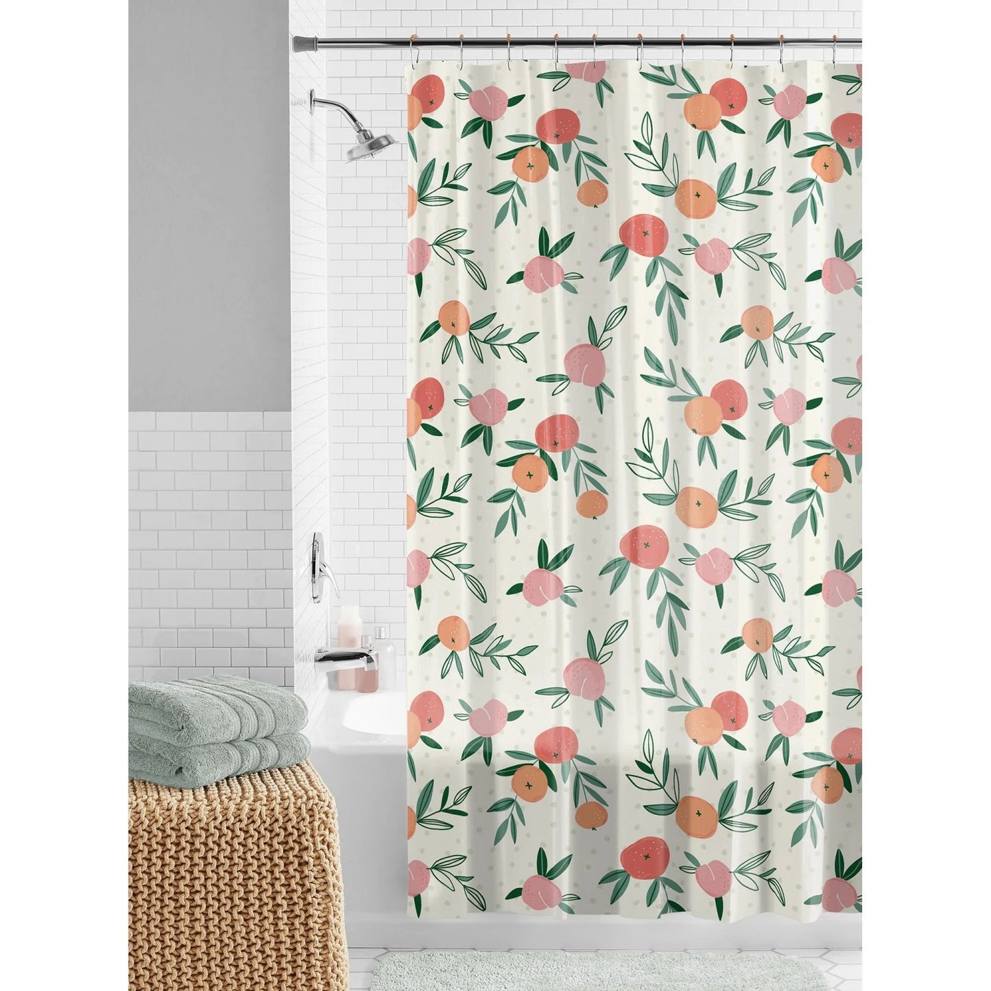 LunaLulinlk Waterproof Peaches Marble 30% Recycled PEVA Shower Curtain and Hooks