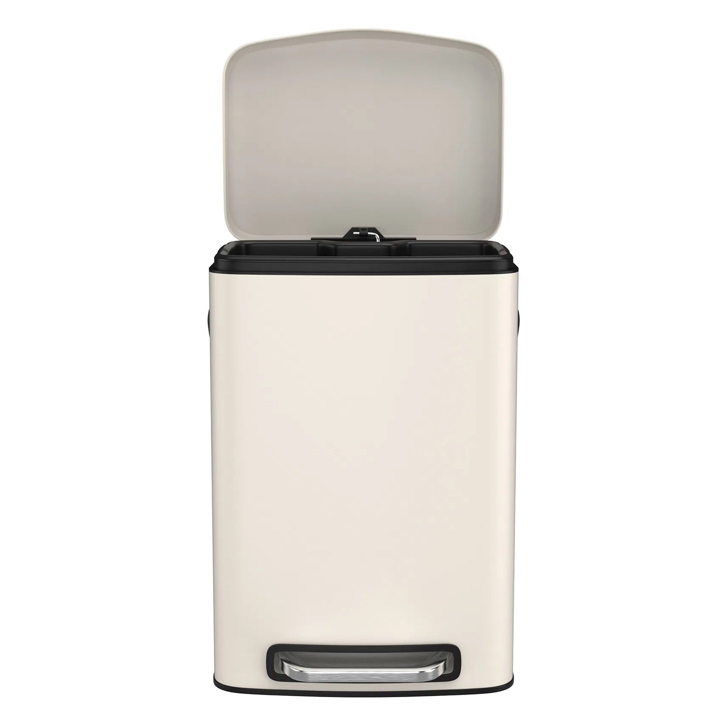 LunaLulink 13 Gallon Stainless Steel Kitchen Pedal Soft-Close Trash Can with 30 Trash Bags - White