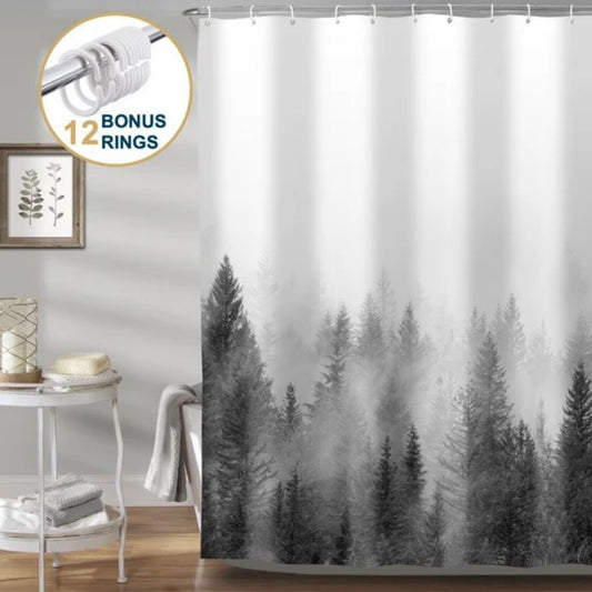 LunaLulinlk Shower Curtain with Hooks – Heavy-Duty Mold/Mildew-Resistant
