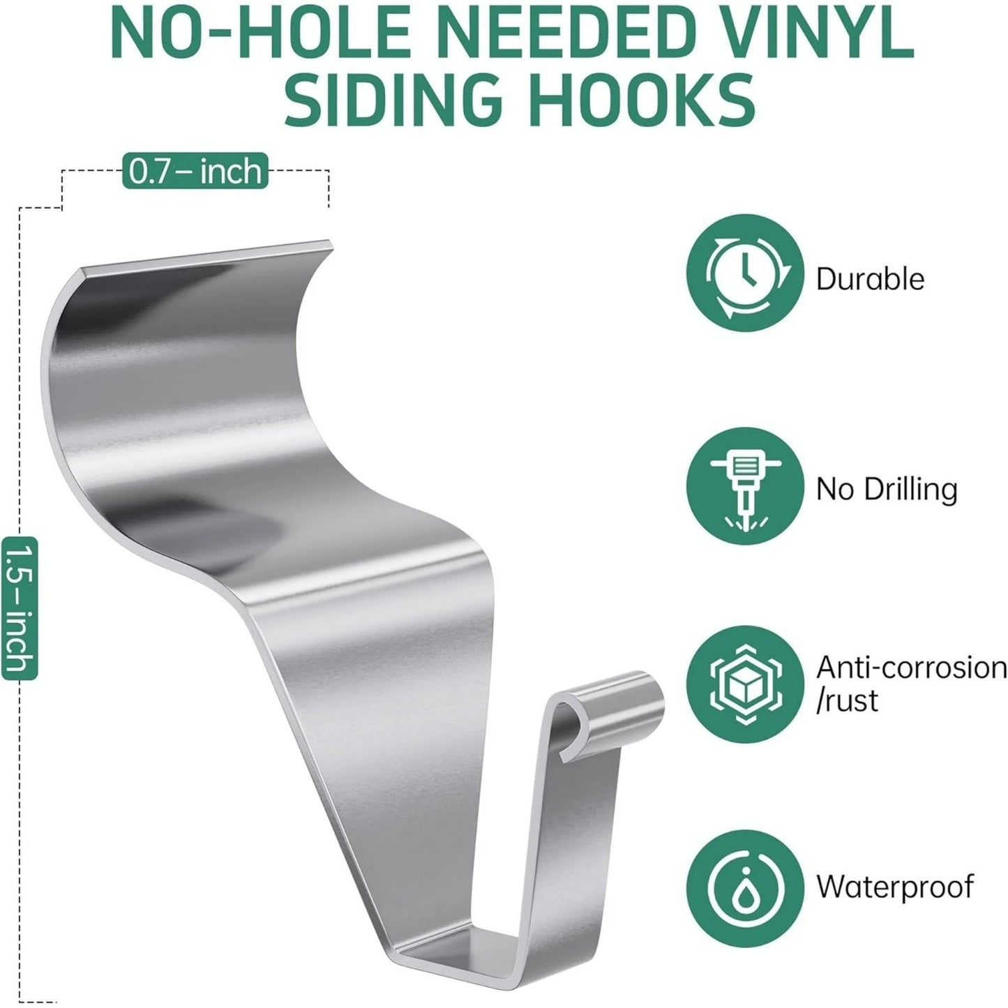 LunaLulinlk Vinyl Siding Hangers Hooks (20 PCS), Sturdy No Hole Siding Hooks for Hanging Outdoor, Siding Clips to Hang String Lights & Decorations