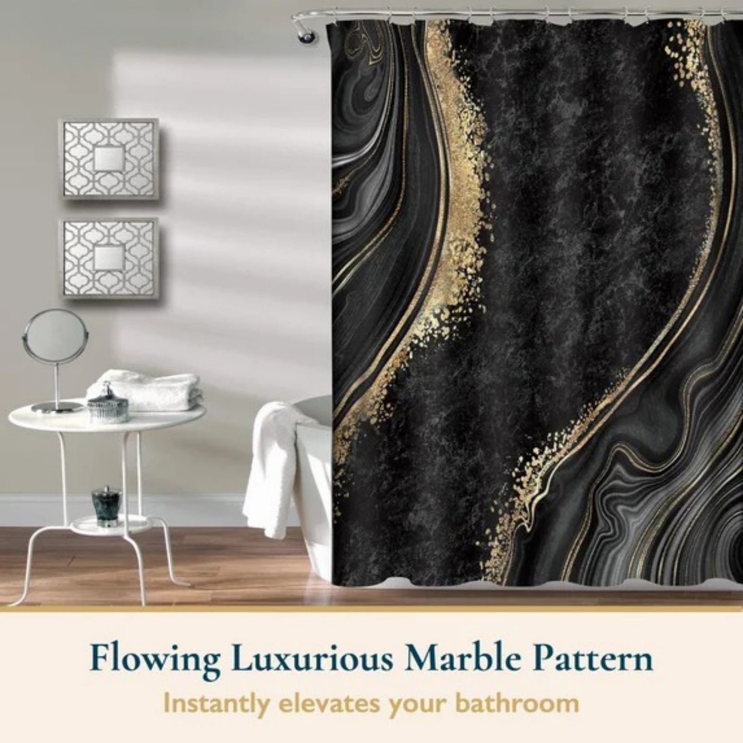 LunaLulinlk Shower Curtain with Hooks – Heavy-Duty Mold/Mildew-Resistant