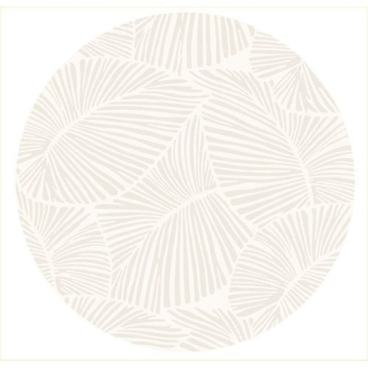 LunaLulinlk White CURVE Line Leaf design41" x - 41" Round Rug